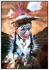 Continously rotating pictures of Native American culture.