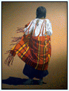 Continously rotating pictures of Native American culture.
