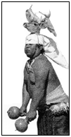 Continously rotating pictures of Native American culture.