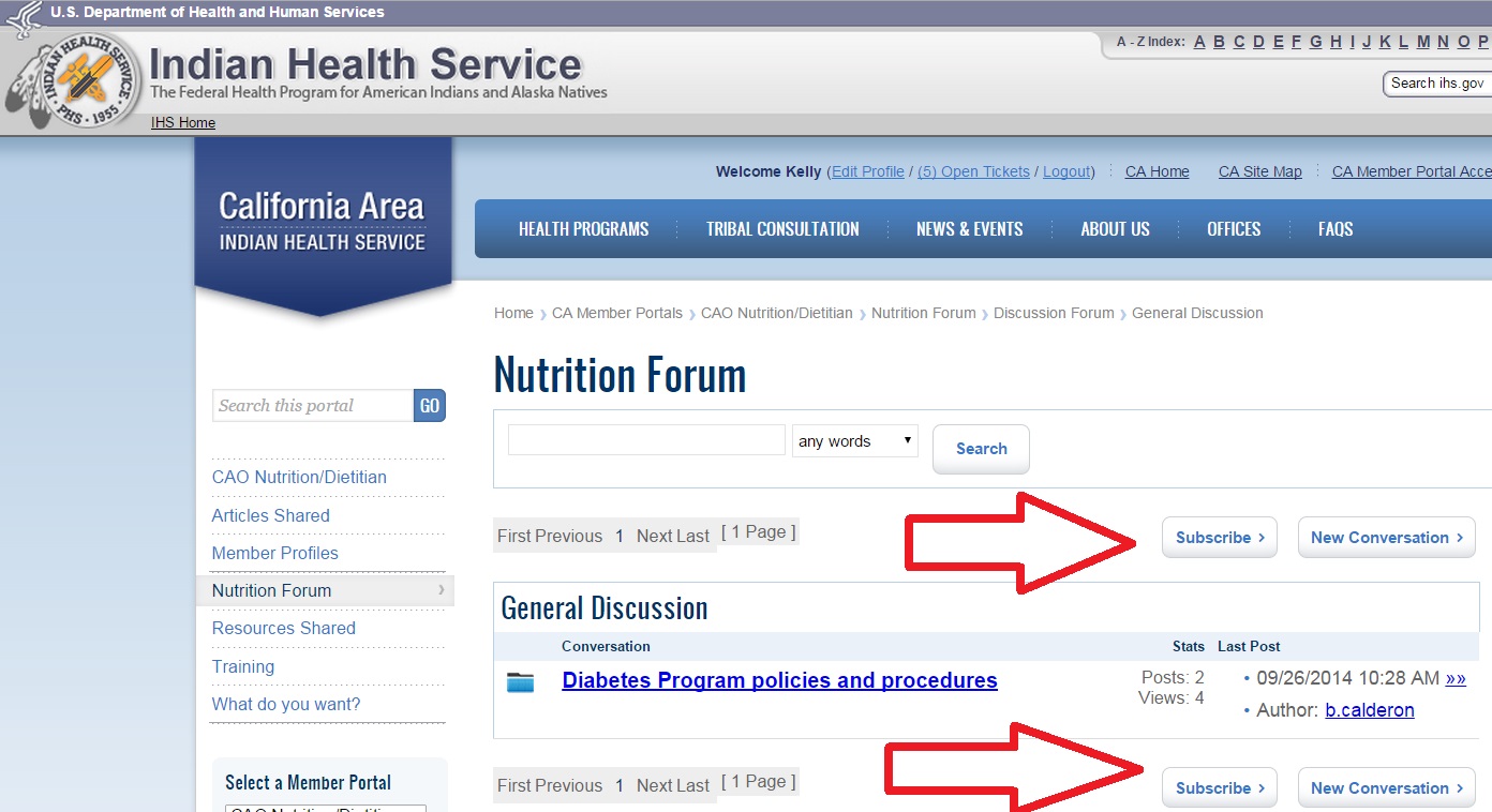 Screen Capture - CAO Nutrition Forum Notificaiton