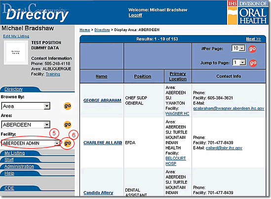 image of directory page highlighted as discussed in steps 5 and 6