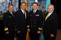Left to Right: Dr. Charles Grim,   Mr. John Daugherty, Jr., CDR Donald Branham, and Robert McSwain
