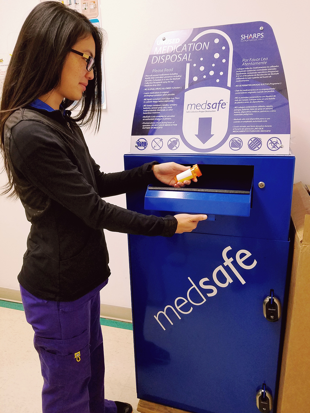 The medication disposal system at Belcourt IHS is user-friendly and environmentally safe.