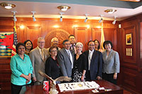 Thumbnail - clicking will open full size image - Secretary Sebelius with Navajo Nation President Ben Shelly and Vice President Rex Lee Jim