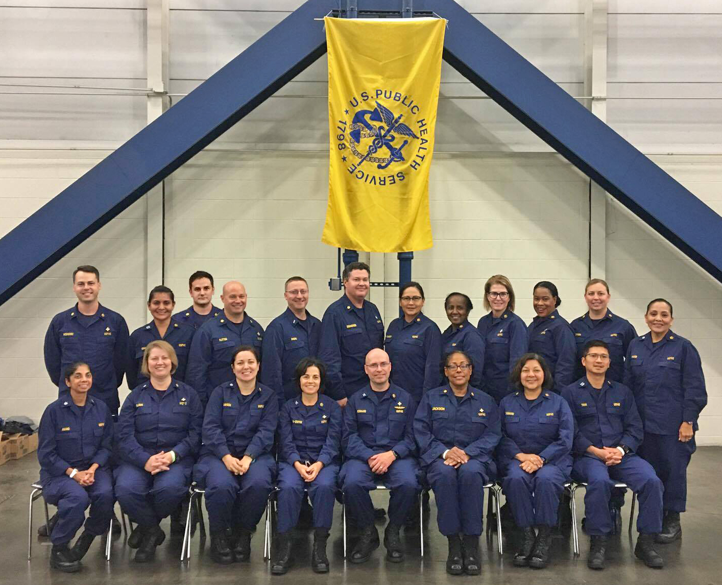 PHS Commissioned Corps officers from IHS who were deployed during Hurricane Harvey and stationed at the George R. Brown Convention Center in Houston, Texas.