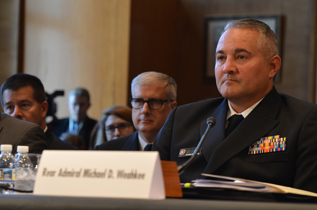 Rear Adm. Michael Weahkee, IHS acting director, testifies before the Senate Committee on Indian Affairs in Washington, D.C., Sept. 13, 2017.