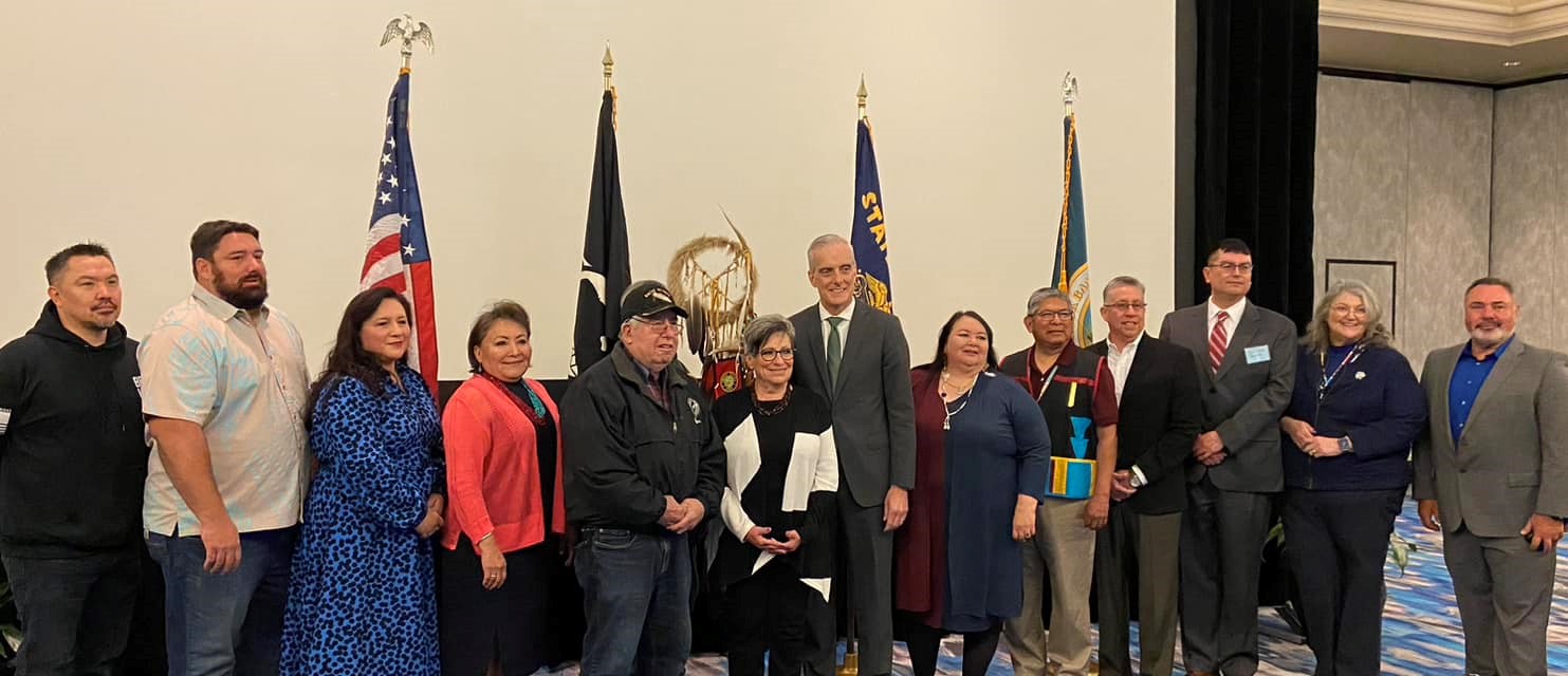 Director Roselyn Tso and Veterans Affairs Secretary McDonough at the Department of Veterans Affairs Advisory Committee on Tribal and Indian Affairs