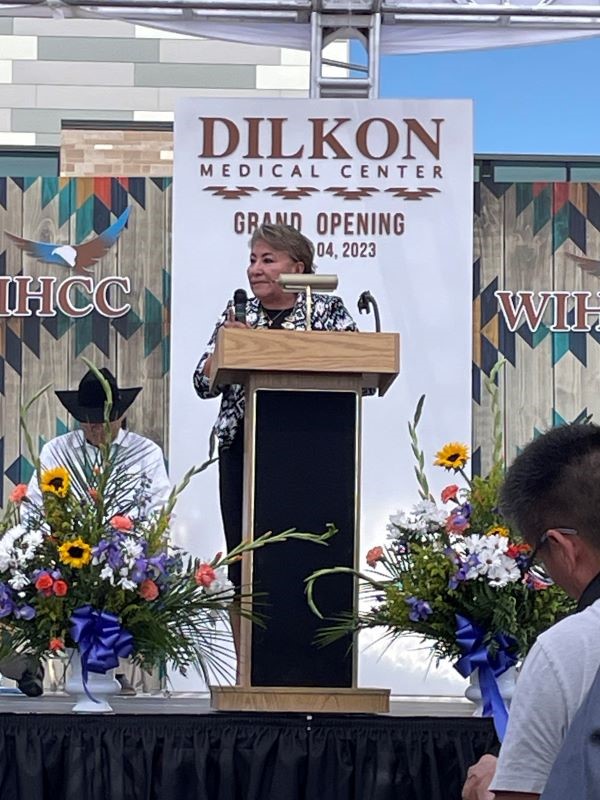 Director Tso speaking at the Dilkon Medical Center grand opening event