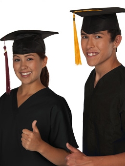 Two students in graduation gown