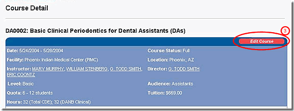 image of Course Detail page with edit course button highlighted
