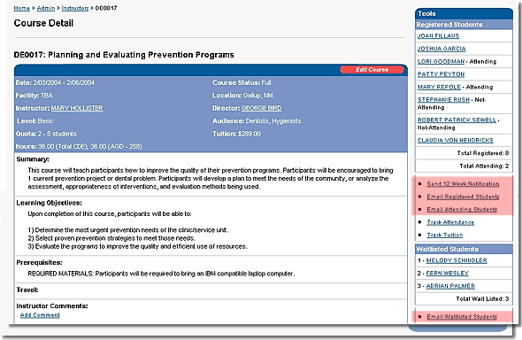 image of the Course Detail page discussed in the text