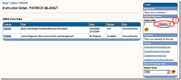 image of my instruct page with upload resume browse button highlighted