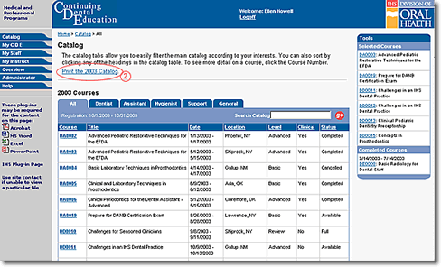 image catalog page with feature indicated by number for step 2 as described in the text of printing a catalog