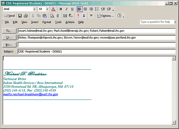 image of sample email as described in the text