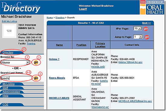 image of main navigation highlighted as discussed in steps 1 through 6