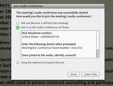 Adobe Connect Dialog box
