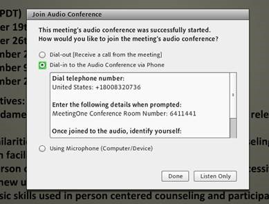 Adobe Connect Dialog box