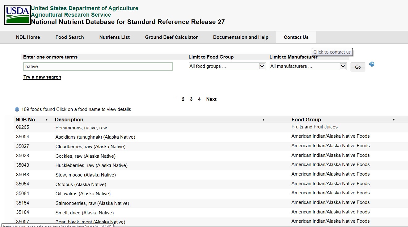 USDA Nutrient Database