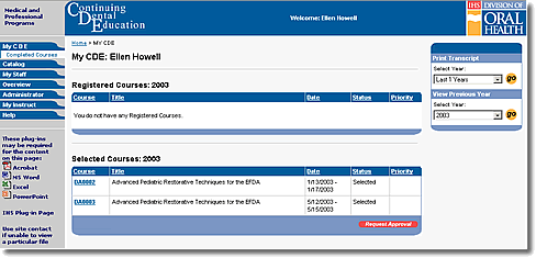 Image of my CDE page with right-side box highlighted as discussed in text