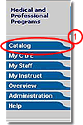 Image of main navigation with catalog tab highlighted
