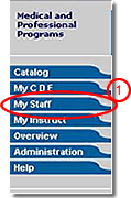 image of main navigation with the my staff tab highlighted