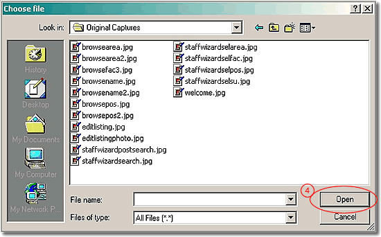 image of choose file dialog box highlighted as discussed in step 4