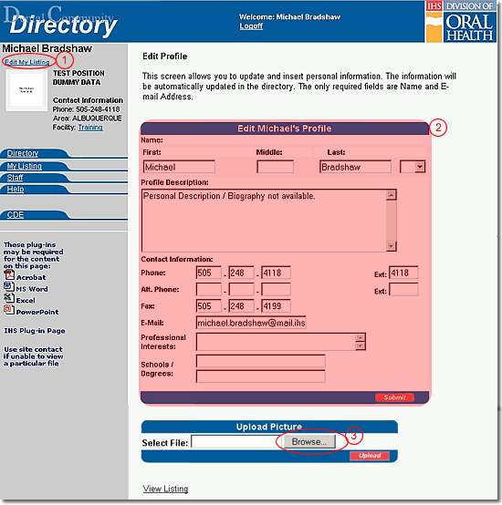 image of edit listing page highlighted as discussed in steps 1, 2, and 3