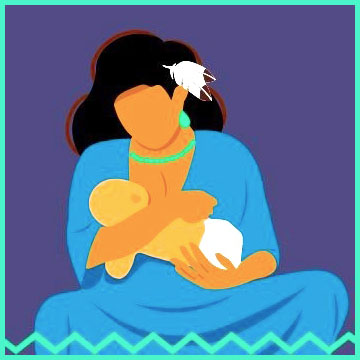 illustration of native mother breastfeeding infant