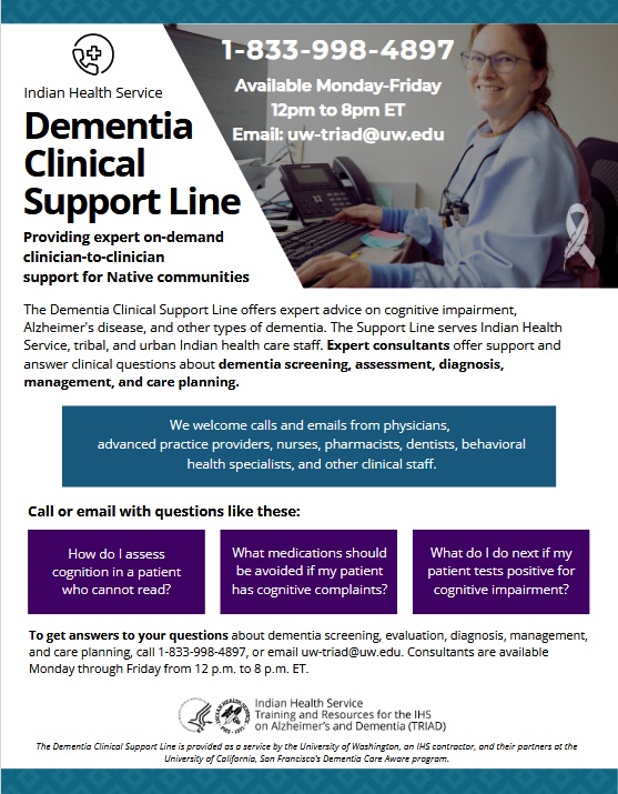 Dementia clinical support line flyer