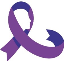 Purple ribbon and a silhouette of a face