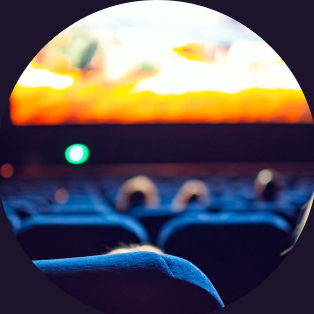a movie screen in a theater