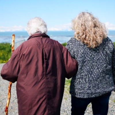 two women walking