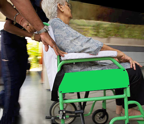 Elderly woman in a wheelchair