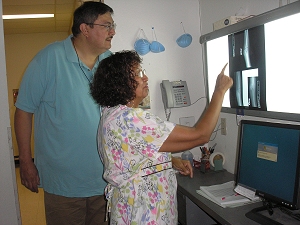doctor and nursing viewing a medical image