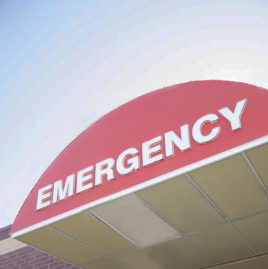 Emergency Awning sign