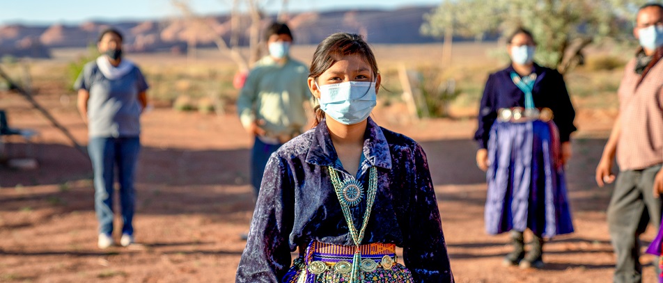 Native American people wearing medical masks