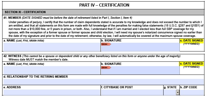 Certification form