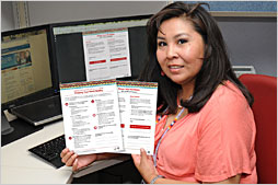A woman browsing the IHS Division of Diabetes Online catalog.