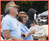 A Native couple attending a cultural event.