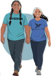 A happy couple walking and holding hands