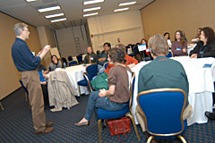 A group of people attending a training.
