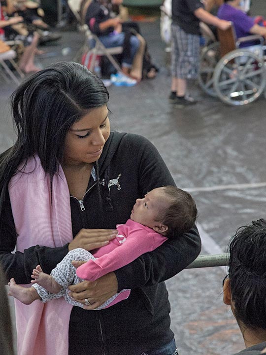 Woman holding baby