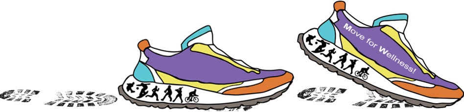 Move for wellness colorful sneaker and footprints