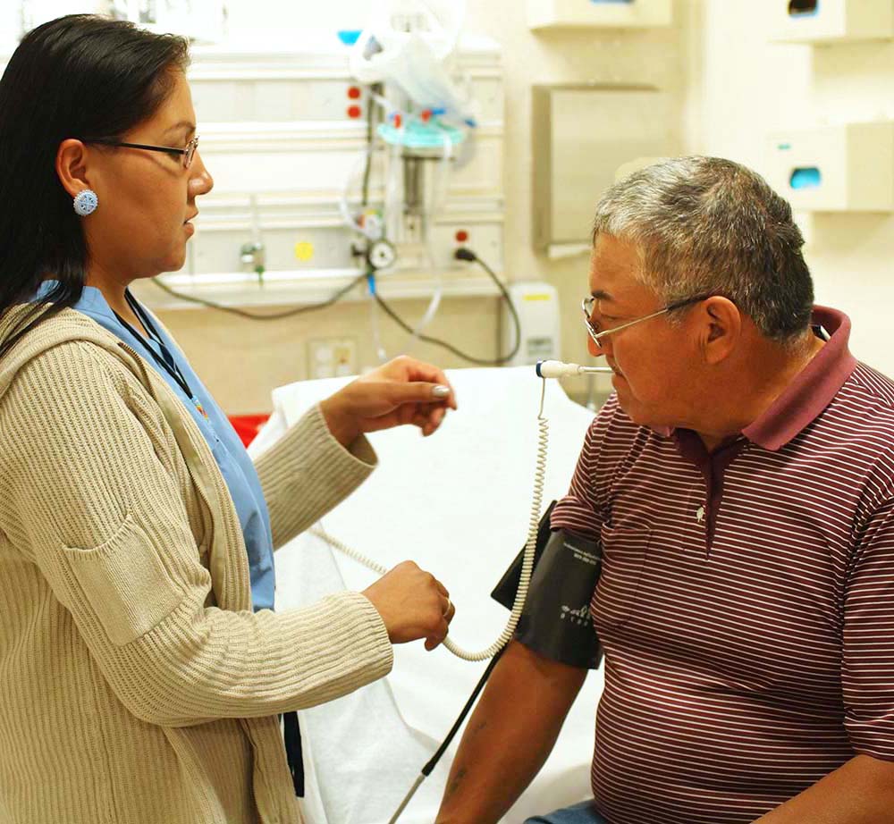 older native man having a checkup