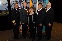 left to right:  Dr. Grim; Dr. Kenneth Glifort, Dorothy A. Hight, Christopher Mandregan, Jr., and Robert McSwain