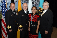 Left to Right: Dr. Charles Grim, Douglas Peter,  IHS Employee, and Robert McSwain