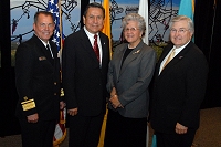 Left to Right: Dr. Charles Grim,   Mr. John Daugherty, Jr., CAPT Gloria Holder, and Robert McSwain