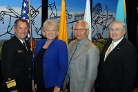 Left to Right: Dr. Charles Grim, Jimmie Strock, George Bearpaw, and Robert McSwain