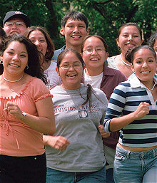 group of children running and smiling