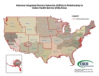Thumbnail - clicking will open full size image - Map of IHS Areas and the VA Veterans Integrated Service Networks